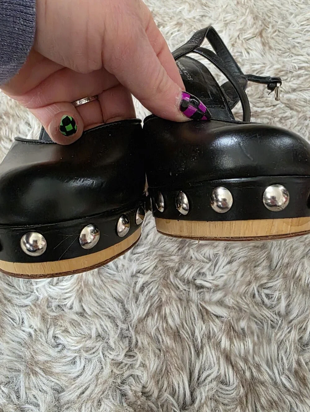 Michael Kors‎ Collection Black Platform Clog Gail Runway Sandals Size 36.5